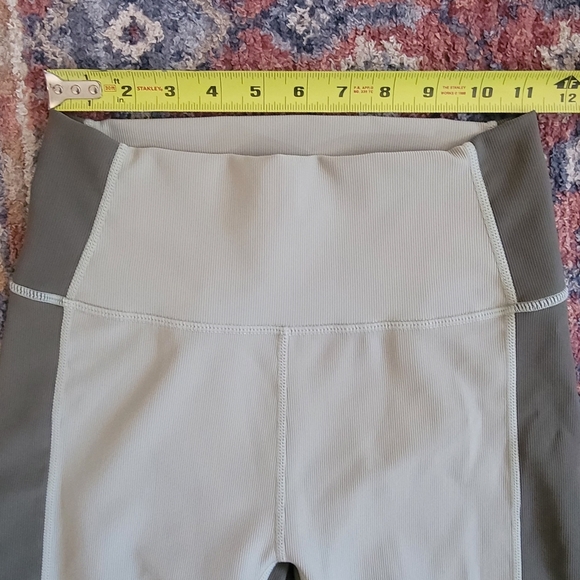 Wilo Anthropologie Ribbed Colorblock Two Tone Sage Green Leggings Medium - Picture 8 of 10